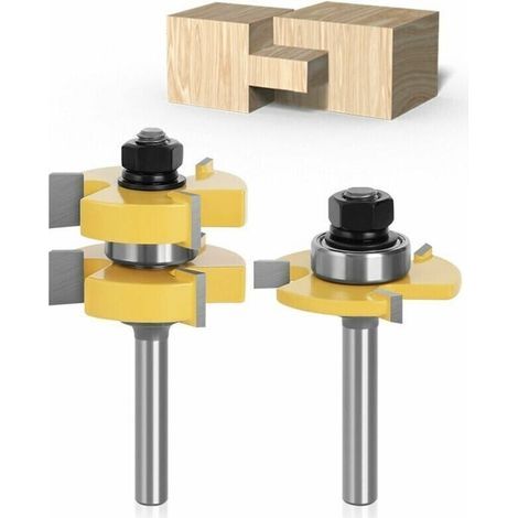 Set di frese per incastri a linguetta e scanalatura con gambo da 8 mm, 3 denti, fresa per legno a forma di T, utensile per la lavorazione del legno. (1/5)