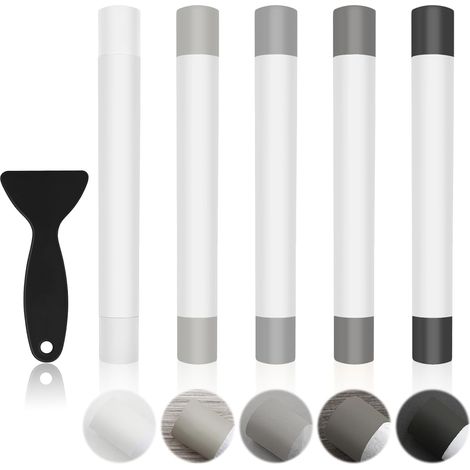 5Pcs Cire pour RéParation de Bois, Kit Reparation Parquet Stratifié, Gris Crayons de Cire de RéParation pour RéParer Les Rayures Et Les Taches Sur Le Bois, Remplir Les Sols (1/5)