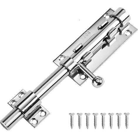 Schiebetorriegel 304 Edelstahl, abschließbar, für Türen & Zäune, 8 Zoll Silber