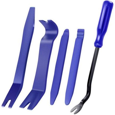 Pair Kit d'outils de démontage de garnitures automatiques, kit d'outils anti-rayures pour le retrait du panneau de pincement de portière de voiture et du tableau de bord audio - 5 pièces blue (1/5)