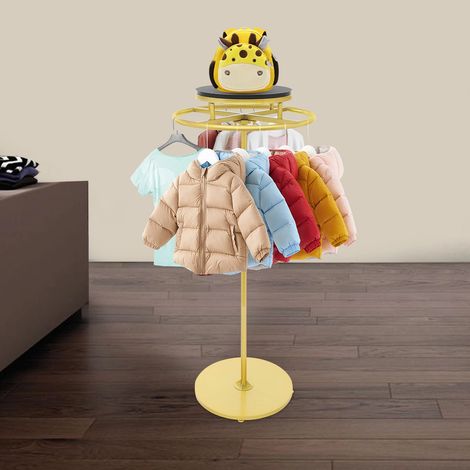 Présentoir de vêtements au sol, cintre haut de gamme avec rotation circulaire à 360 degrés, 140cm de haut, adapté aux magasins de vêtements, boutiques, magasins de vêtements pour enfants