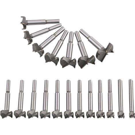 Mèches Bois 19PCS (10MM - 40MM) Fraise Carbure, L'installation de Portes Sphériques, Tiroirs, Mèches à Façonner Foret pour Faire Des Trous Propres à Fond Plat Dans Le Bois (1/5)