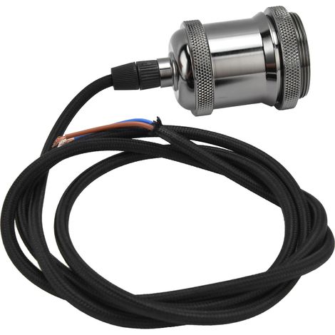 Kit de cordon de suspension 1,5 m avec prise - Douille de lampe vintage noire pour luminaires DIY à la maison