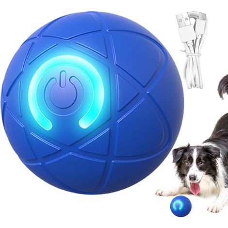 Balle interactive pour chien, balle roulante automatique avec lumières LED, balle roulante active pour chiens, rechargeable par USB, durable et résistante à l'usure, convient aux chiens de petite, moy (1/5)