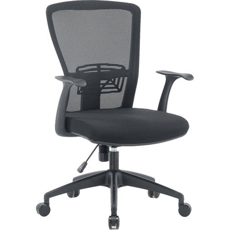 Dmora - Bürostuhl Dcas, Mesh-Arbeitsstuhl mit Armlehnen, Ergonomischer Bürositz, 60x64h98/108 cm, Schwarz