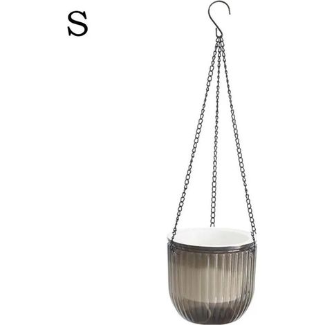 Pot de fleurs suspendu en imitation rotin avec motif en L (1/5)