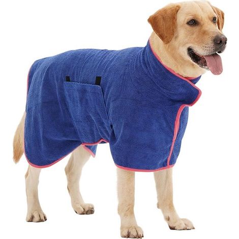 Accappatoio per cani in microfibra, super assorbente e ad asciugatura rapida, ideale per cani di taglia media e grande. (1/5)
