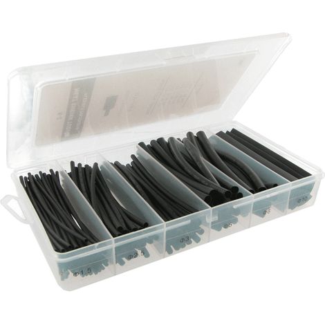 Coffret de 100 gaines thermorétractables noires 100mm – Température de rétrécissement 120°C – Rapport 2:1 – Polyoléfine pour protection thermique – Ohm-Easy (1/5)