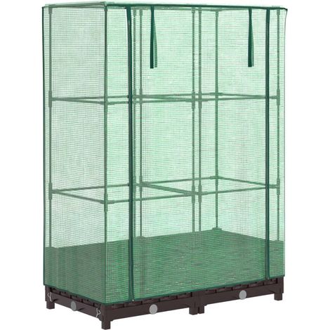 Jardinière bac lit surélevé plantes fleurs terrasse jardin surélevée avec housse aspect rotin 80 x 40 x 123 cm Marron (1/5)