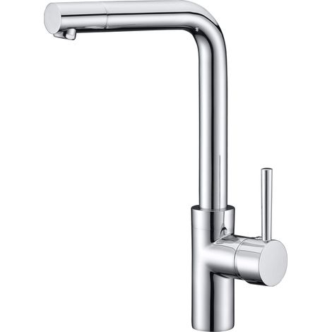 IMEX Grifo de cocina Venecia de latón cromado monomando cartucho 35 mm tubos flexibles 50 cm incluidos acero y latón modelo Imex-GCE100 (1/3)