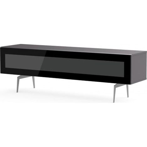 Meuble TV verre infrarouge et mélaminé gris pieds métal New Castle 160 cm (1/5)