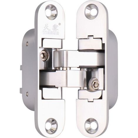 1 Charnière Invisible 3D Aluminium. Couleur Inox Satiné. Droite (1/5)