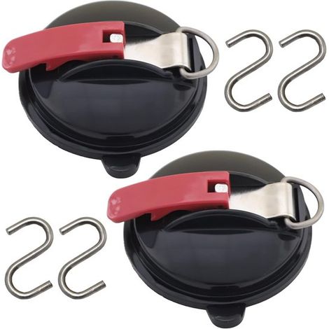 Due punti di ancoraggio a ventosa con quattro ganci a S, ventose multifunzionali per auto adatte a tende per auto, teloni da campeggio e altri accessori. (1/5)