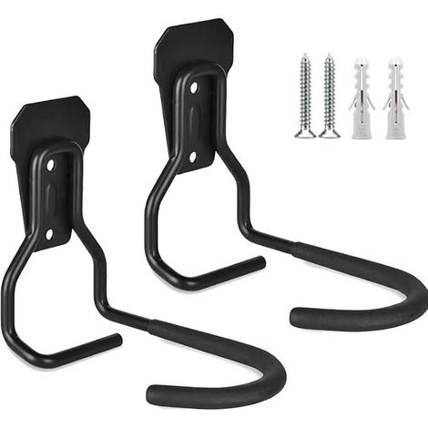 Lot de 2 supports muraux pour vélo en forme de L - Suspension verticale peu encombrante avec caoutchouc EVA - Pour garage et magasins de vélos - Noir (1/5)