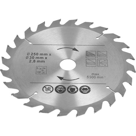 250-mm-Hartmetall-Kreissägeblatt für Holzbearbeitung, 5500 U/min, 250 x 24 x 30 (1/5)