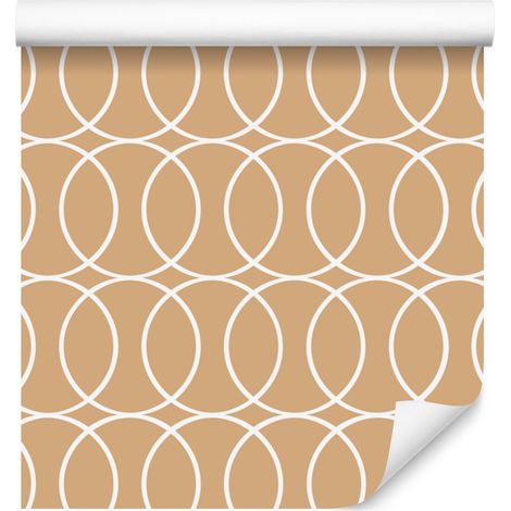Carta da parati con motivo geometrico oro e crema, sfondo dorato 50x1000 cm (1/5)