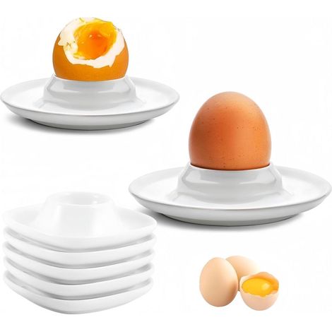 Seis hueveras apilables para guardar huevos duros en la cocina. (1/5)