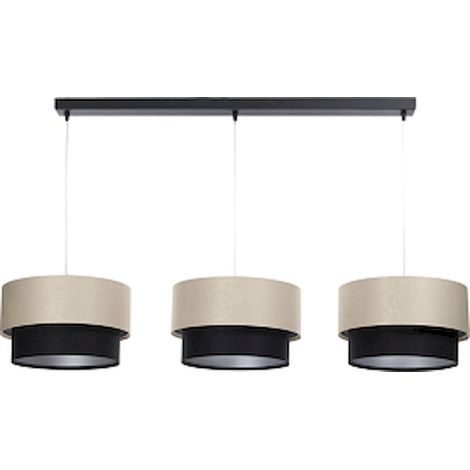Suspension satin noir et crème design élégant ajustable LED E27 - noir satiné et crème avec argent (1/5)