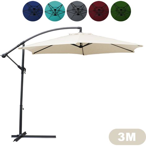 Parasol Parapluie 300cm - Parapluie, protection solaire, parasol de jardin - Beige (1/5)