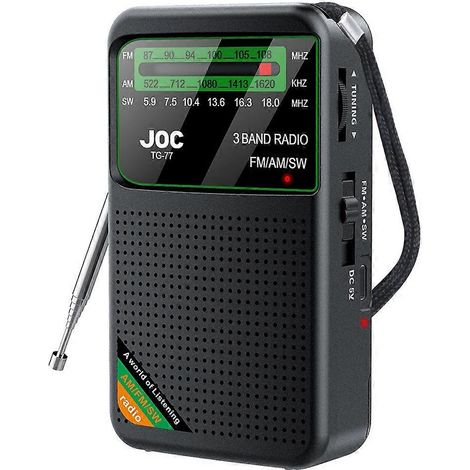 Radio de poche portable mini radio AM/FM/SW à bande complète avec batterie rechargeable et prise casque. Mini radio pour les personnes âgées. (1/5)