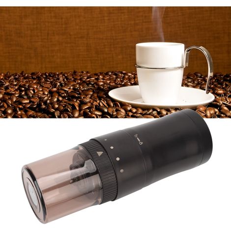 Moulin à café portable, moulin électrique à meules coniques en céramique, moulin à café avec 6 réglages de mouture ajustables pour café filtre, expresso, café à la française et café infusé à froid. (1/5)