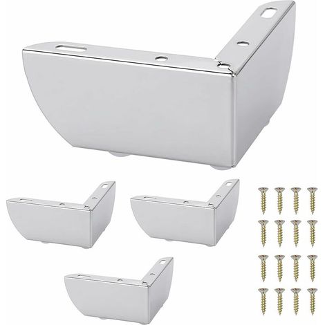 4er Set Möbelfüße 55mm Modern Tischbeine mit Schrauben Metall Beine für Sofa Bett Schränke - Chrom