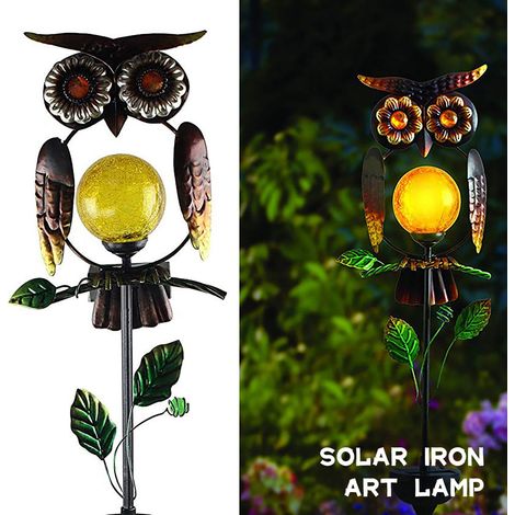 Lampe Solaire Jardin Forme Chouette - Éclairage Nocturne Automatique IP65 - 450 mm - 8 à 10 h d'autonomie - 1 pièce (1/5)