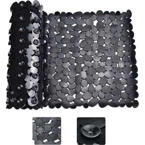 pair （88x40cm）Tapis de Douche Antidérapant Noir Rectangle Tapis de Baignoire Antidérapant Anti Moisissure Tapis de Bain Antidérapant pour Baignoire Tapis