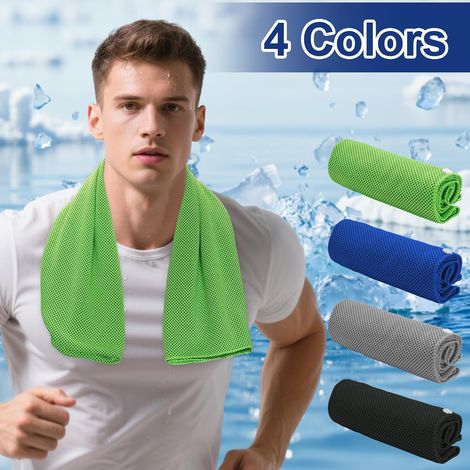 4 serviettes rafraîchissantes à capuche pour cou/visage, séchage rapide, protection solaire, été/sport. (1/4)