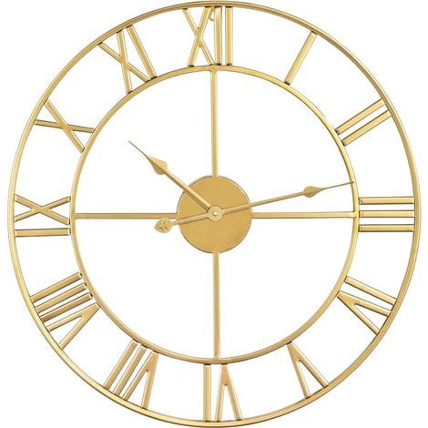 AIDUCHO Horloge Murale Vintage, Horloge Murale en Métal de 50 cm 3D Murale Industrielle Horloge Murale Vintage, Horloge Moderne pour Décoration de Salon Doré (1/4)
