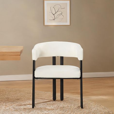 Fauteuil de salle à manger beige avec accoudoirs et piètement (1/5)