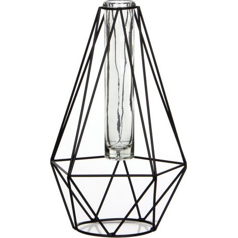 Mica Blumenvase Solo Blum Diamant schwarz 15 x 14 x 24 cm Deko-Accessoires