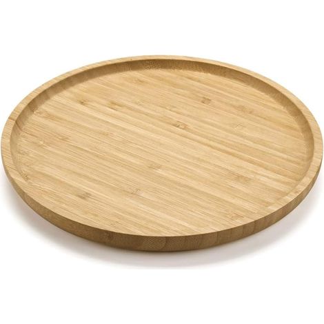 1 Plateau Rond En Bambou 25x25x2 Cm Surface Lisse Design Incurvé Pour Cuisine Salon Salle De Bain (1/5)