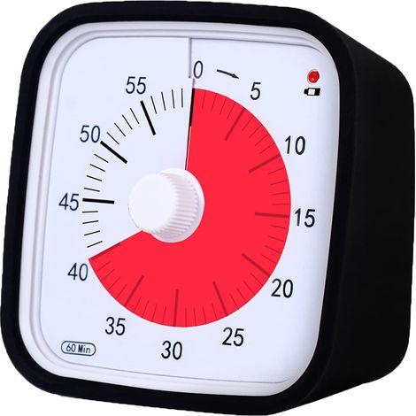Minuteur Visuel avec étui de Protection, Mis à Niveau Compte à Rebours de 60 Minutes pour Enfants et Adultes avec Rappel de Batterie Faible, Outil de Gestion du Temps Silencieux (1/5)
