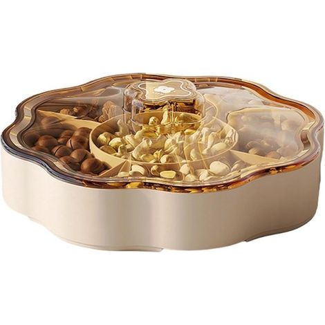Dispenser di caramelle con 5 scomparti, elegante barattolo per frutta secca con coperchio, supporto per frutta, ciotola da portata (1/4)