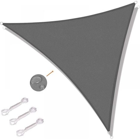 3x3x3m Triangular Sun Shade Sail for Outdoor Use, Patio, Garden, UV Protection, Grey, YMYNY