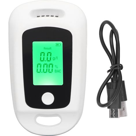 Tragbares, wiederaufladbares USB-Alkoholtestgerät – Hochpräziser Alkoholdetektor mit weißem LCD-Bildschirm (1/5)