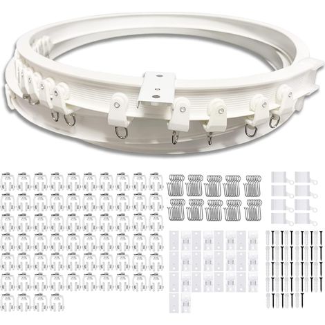 Rail de rideau de plafond flexible, rail de rideau incurvé avec rouleaux muets, support pliable pour séparateur de pièce de douche, baie vitrée, RV (8 mètres) (1/5)
