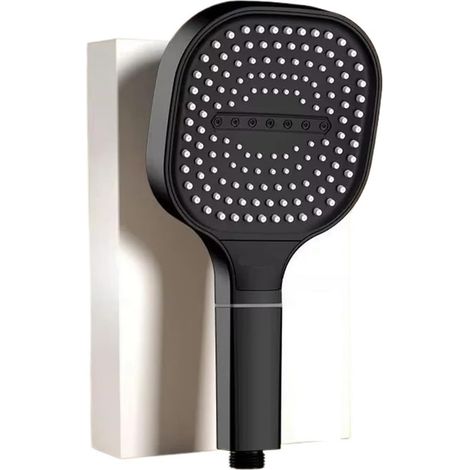 Duschkopf Negro con Filtro, 3 Modos de Chorro y Masaje a Presión – Instalación sin Herramientas – Ideal para Baño (1/4)