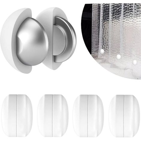 Lot de 4 Paires Poids pour Rideau de Douche Magnétiques – Aimants Silicone Puissants, Antirouille, Silencieux, Rideaux et Fenêtres (1/5)