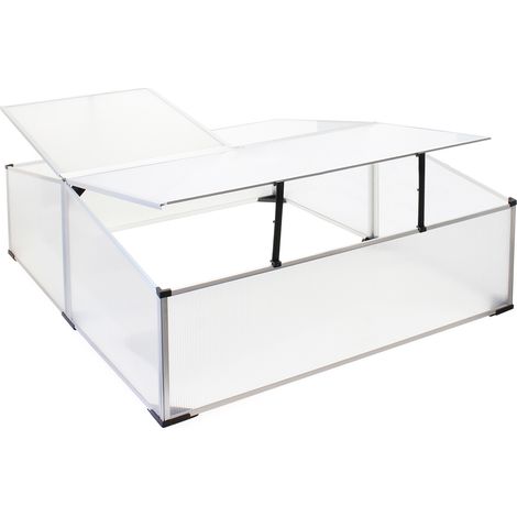 Wiltec – Serre de jardin double 100x120x40 cm – Aluminium et polycarbonate 4mm – 3 battants ouvrables – Résistante aux intempéries et UV