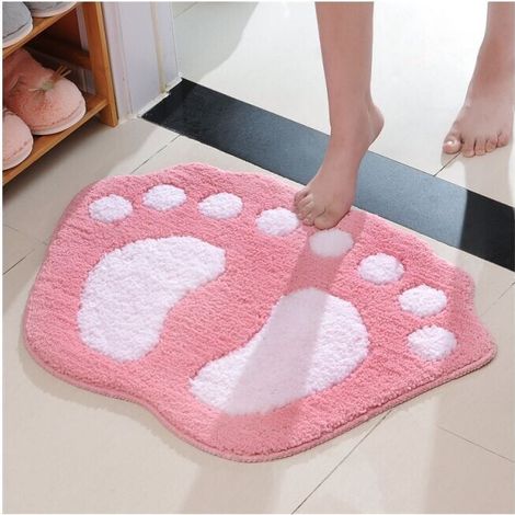 Pink Non-Slip Bath Mat 40x60cm Creative Design Bath Rug Absorbent Entrance Mat (1/4)