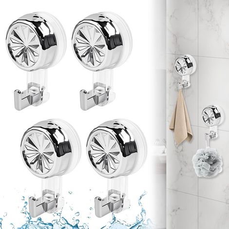 (4 Pièces) Crochet à Ventouse Salle de Bain, Crochets Ventouse Puissants Ventouse pour Couronne Porte Crochet Sans Perçage Réutilisable (1/4)