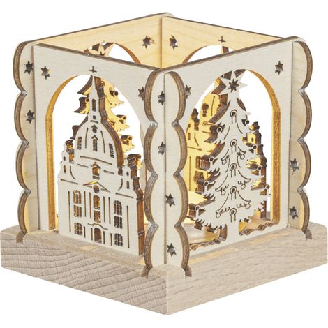 Saico Teelichthalter Dresden für 1 Teelicht Holz 7 cm natur Teelichthalter
