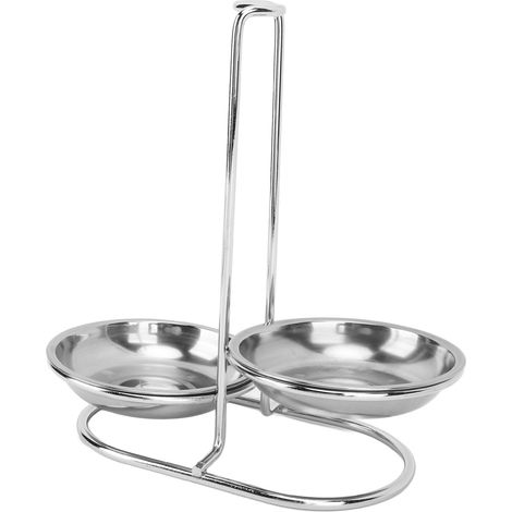 Support de Cuillère à Soupe Vertical Inox, Repose-Ustensile avec 2 Plaques pour Cuisine, Marmite, Argenté (1/5)