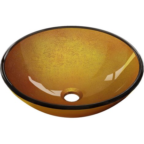 Mexen Mira lavandino in vetro da appoggio 42 x 42 cm, oro - 24124250 (1/5)