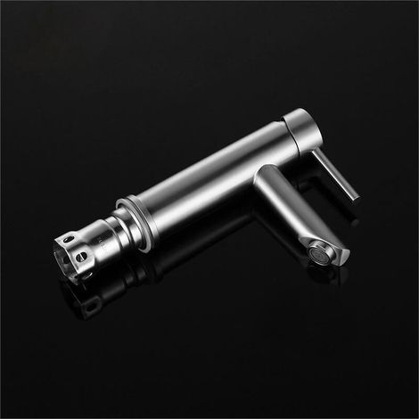 Einzelwaschbeckenarmatur, Einloch-Waschtischarmatur aus Edelstahl, gebürstetes Nickel