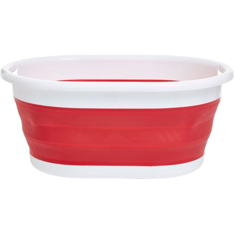 Interiors By Premier Compact Collapsible Red And White Laundry Basket, Durable Laundry Basket, Ergonomic Foldable Laundry Basket (1/5)