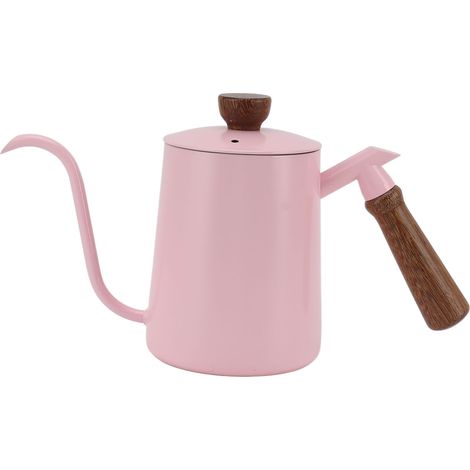 600-ml-Kaffeekessel aus Edelstahl 304, langer Ausguss, Holzgriff, ideal für die Pour-Over-Methode, rosa (1/5)