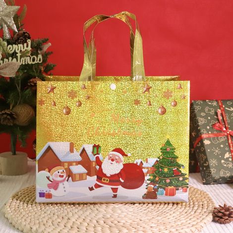 Sachets cadeaux de Noël 322515 cm avec cordon de serrage, lot de 10, sachets pour emballer des friandises de Noël, sachets cadeaux pour les fêtes de Noël, sachets à bonbons avec nœuds (1/3)